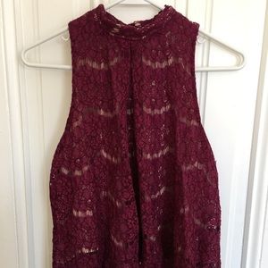 Magenta Lace halter tank